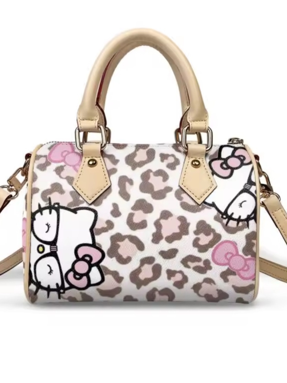 Hello Kitty Pink & Beige Leopard Print Satchel